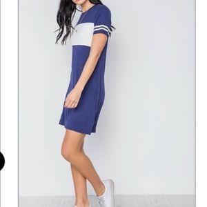 Navy color block short dress